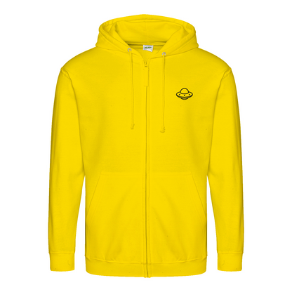 Don’t Talk to Strangers Zip Hoodie | Satirisches Alien-Motiv im Retro-Stil | Warnung im 50s Design 📝 Meta-Beschreibung:-Zip Hoodie-True Insights