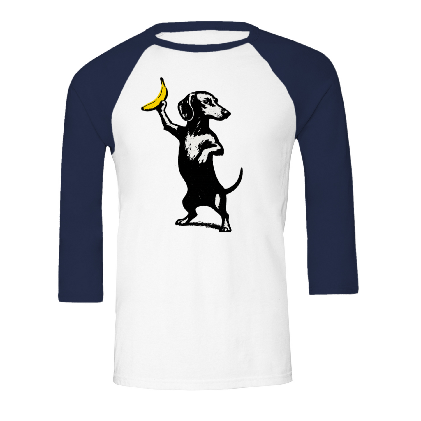 Dackel mit Banane – 3/4 Sleeve Street-Art Shirt