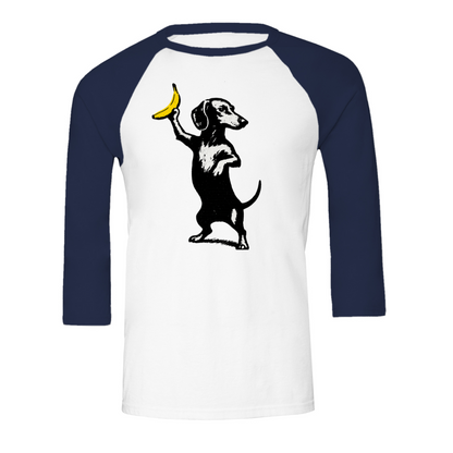 Dackel mit Banane – 3/4 Sleeve Street-Art Shirt