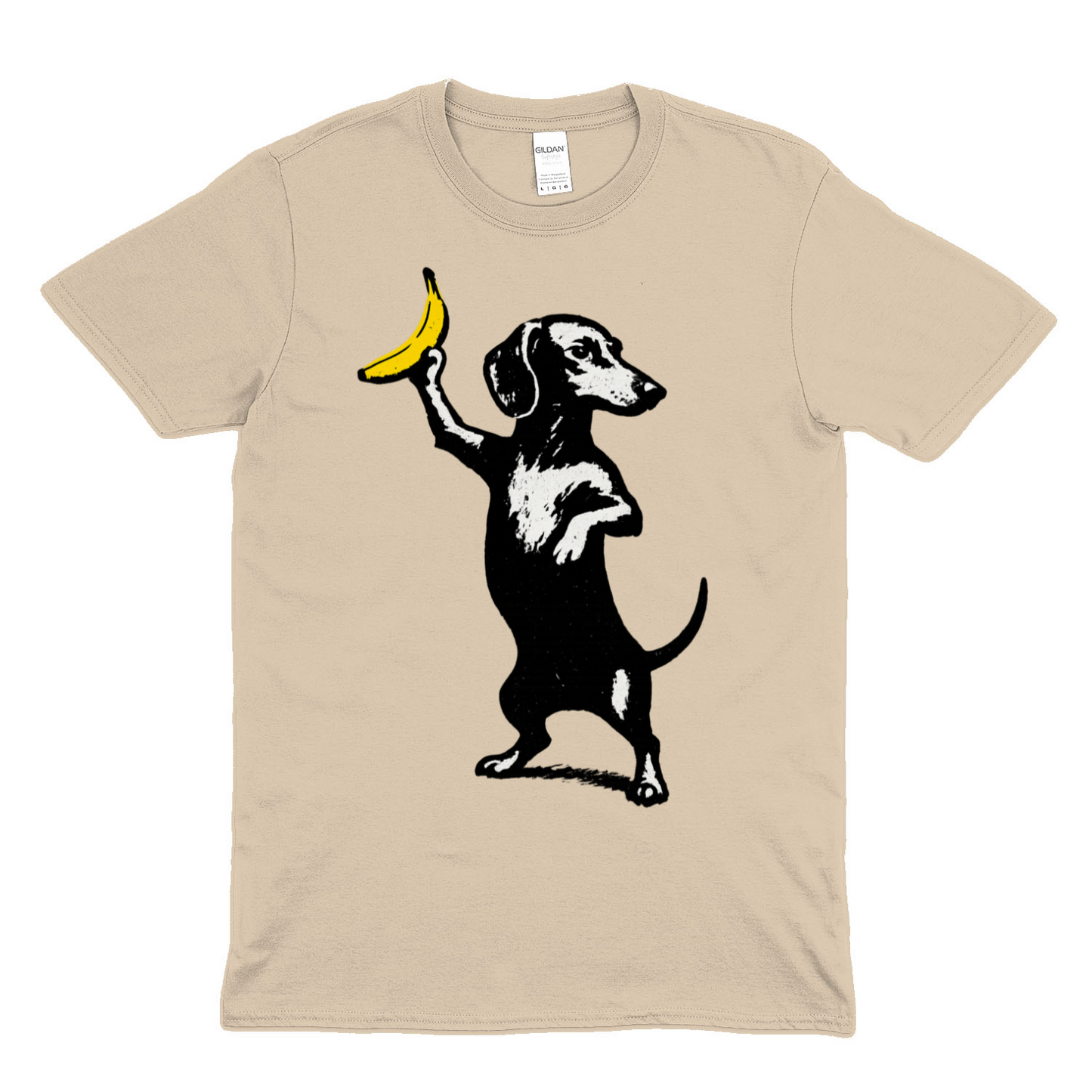 Dackel mit Banane – Satirisches Street-Art T-Shirt