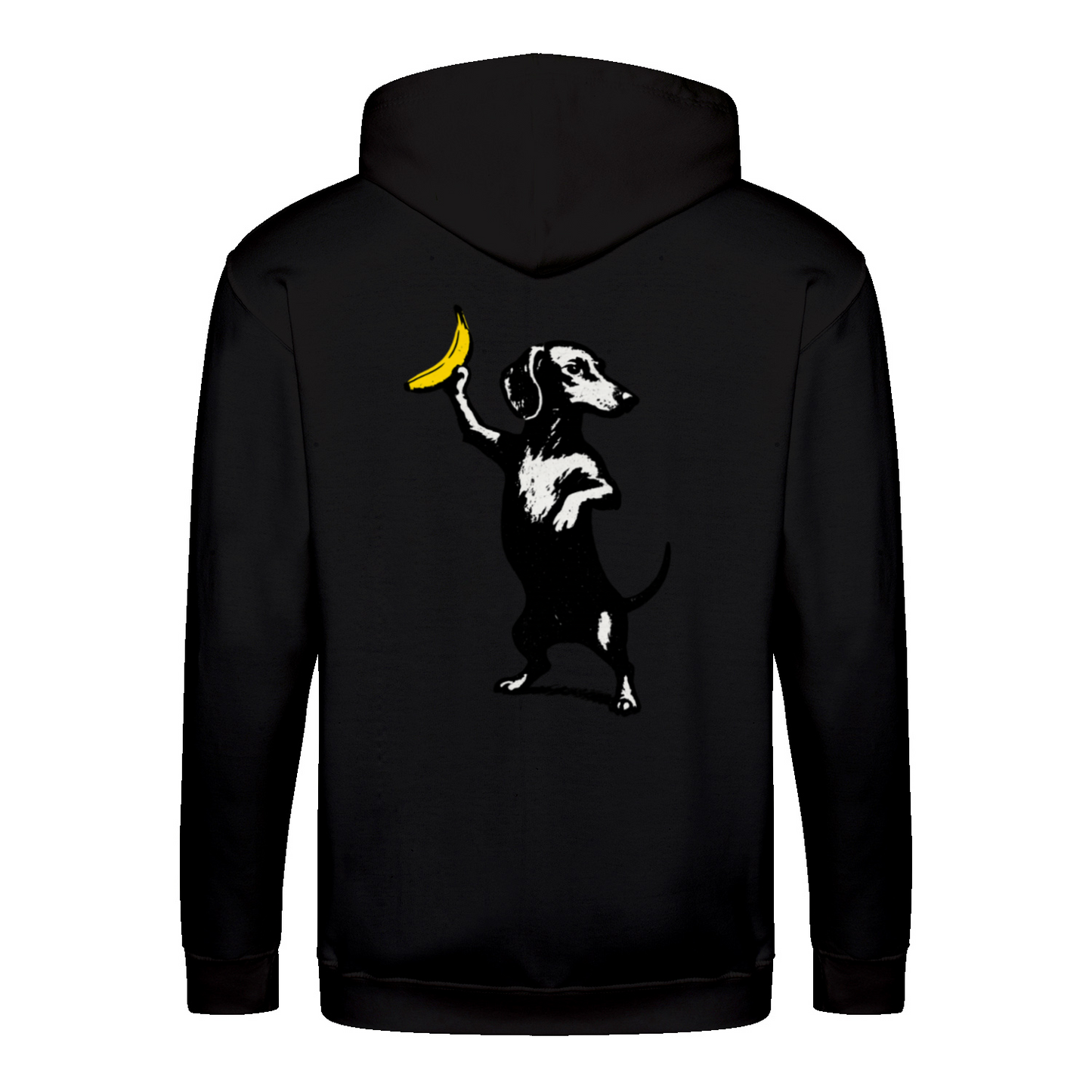 Dackel mit Banane – Ironischer Street-Art Zip-Hoodie