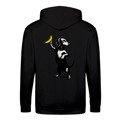 Dackel mit Banane – Ironischer Street-Art Zip-Hoodie