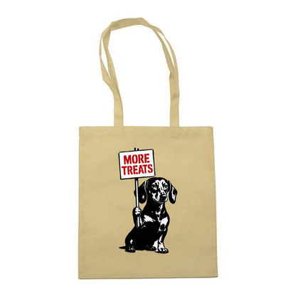 Dackel „More Treats“ – Satirische Street-Art Stofftasche für Hundeliebhaber & Kunstfans