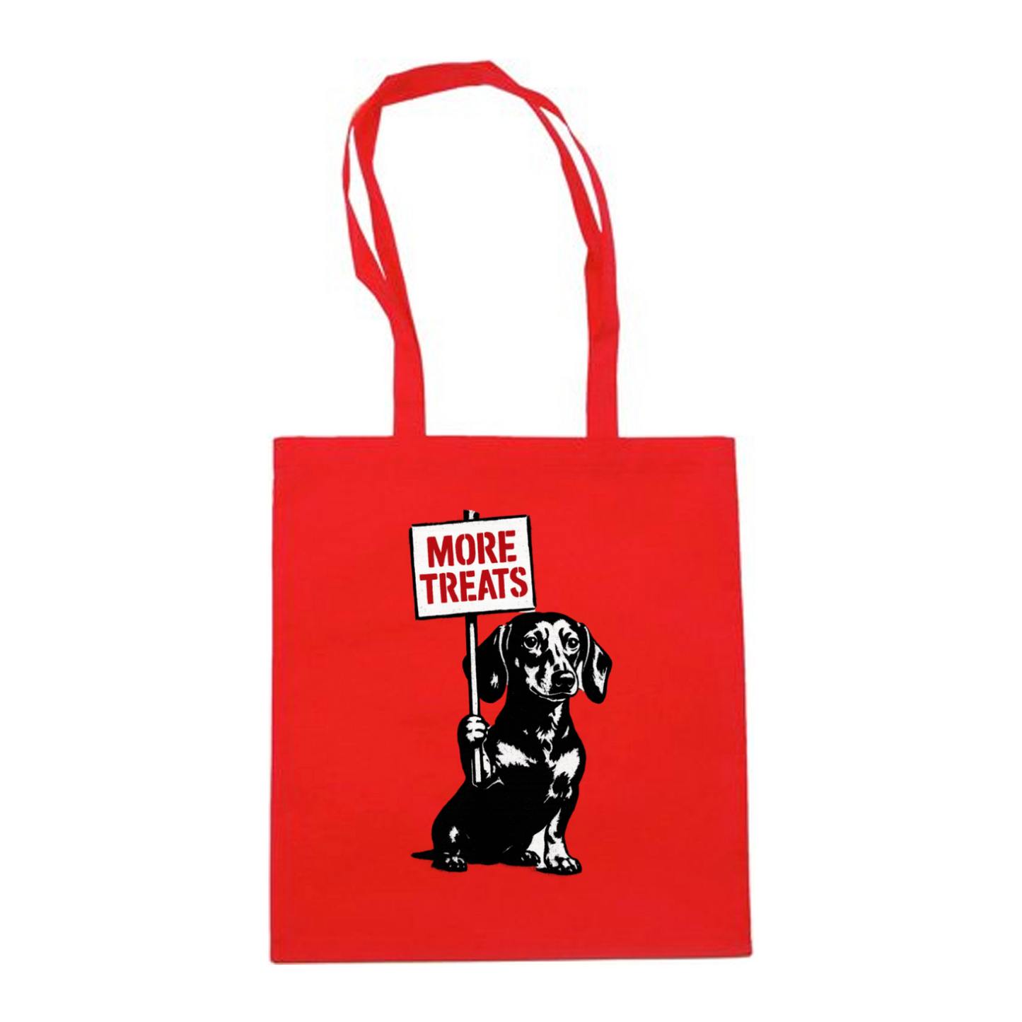 Dackel „More Treats“ – Satirische Street-Art Stofftasche für Hundeliebhaber & Kunstfans
