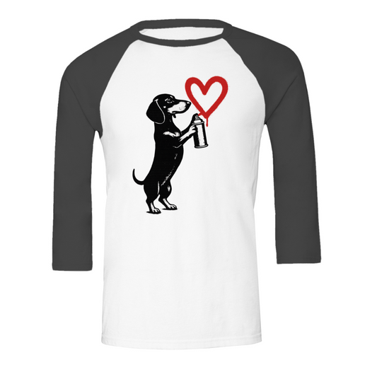 Dackel „Love Graffiti“ – 3/4 Sleeve Urban Street-Art Shirt