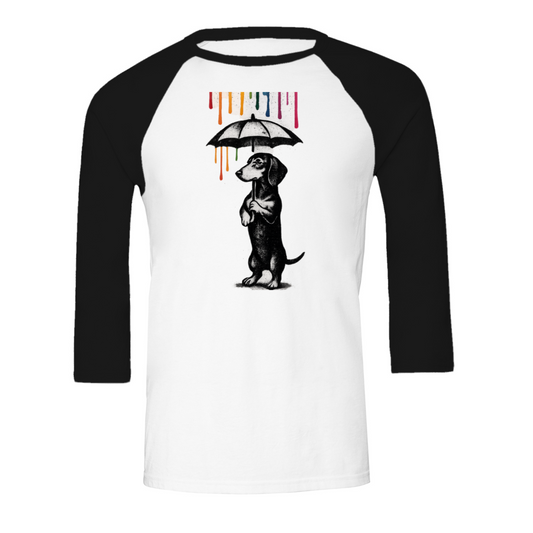 Dackel „Color Rain“ – 3/4 Sleeve Shirt im Urban Street-Art Look