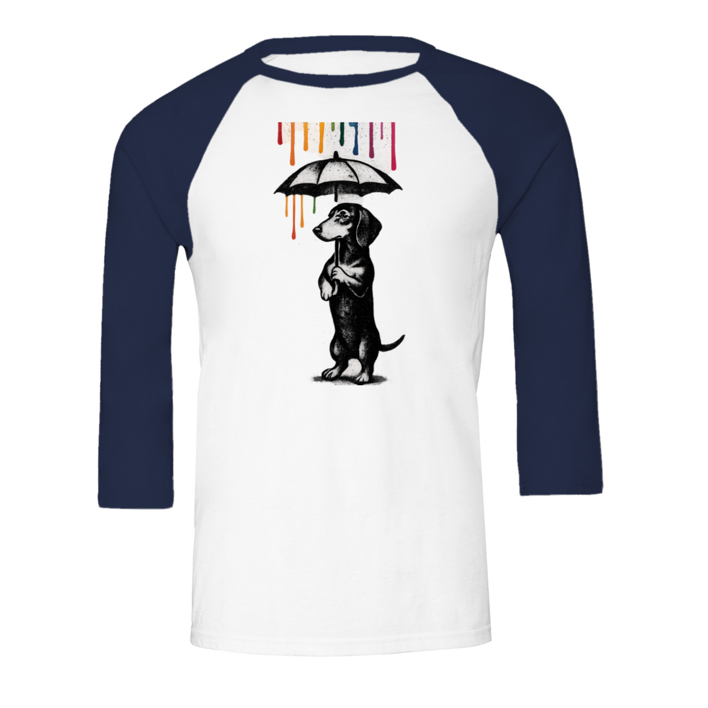 Dackel „Color Rain“ – 3/4 Sleeve Shirt im Urban Street-Art Look
