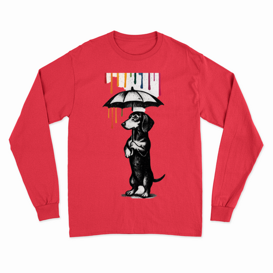 Dackel „Color Rain“ – Street-Art Sweatshirt mit Dackel und Farbregen