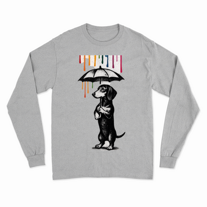 Dackel „Color Rain“ – Street-Art Sweatshirt mit Dackel und Farbregen