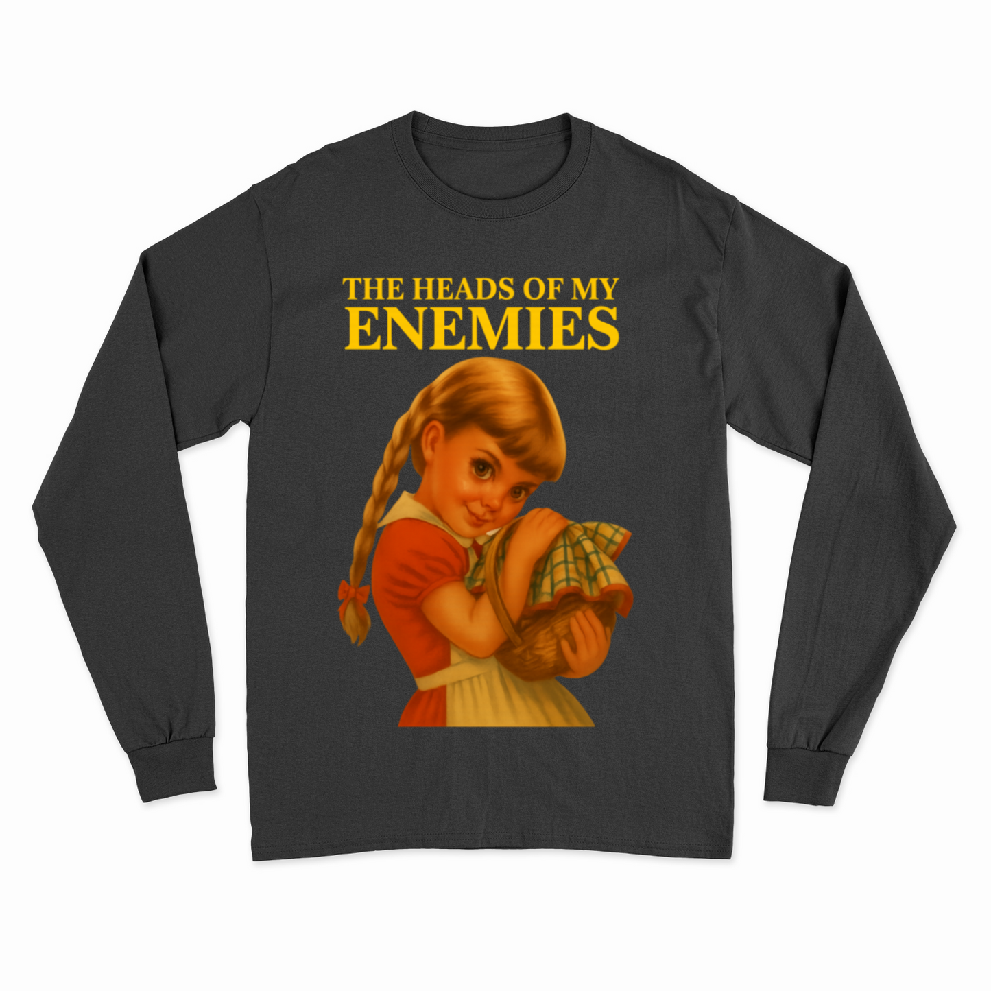 The Heads of My Enemies Longsleeve – Düster-satirisches Retro-Shirt mit Augenzwinkern