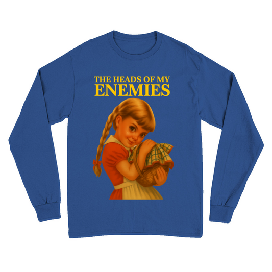 The Heads of My Enemies Longsleeve – Düster-satirisches Retro-Shirt mit Augenzwinkern