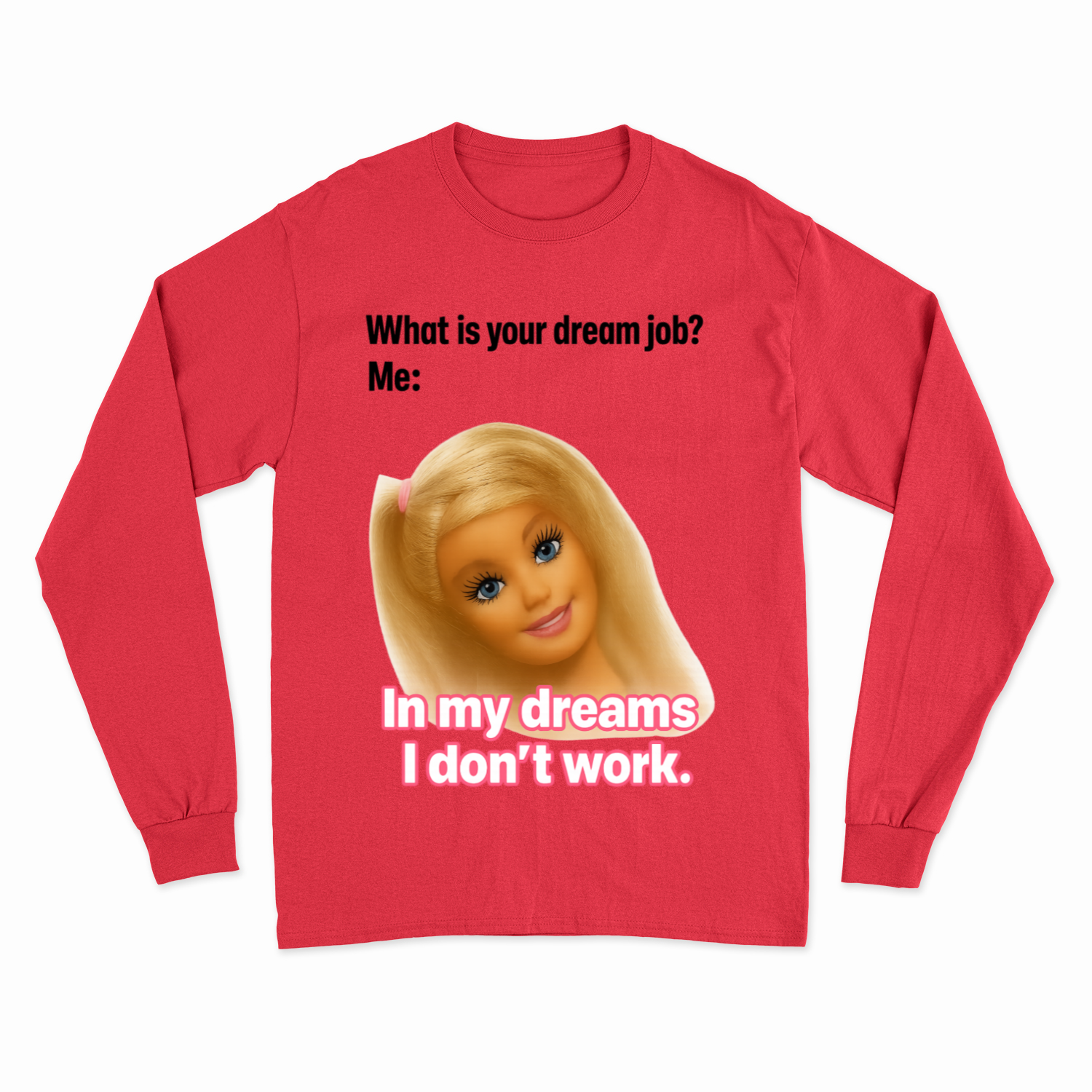 Traumjob Sweatshirt – Satirisches Anti-Work Sweater mit Puppen-Illustration