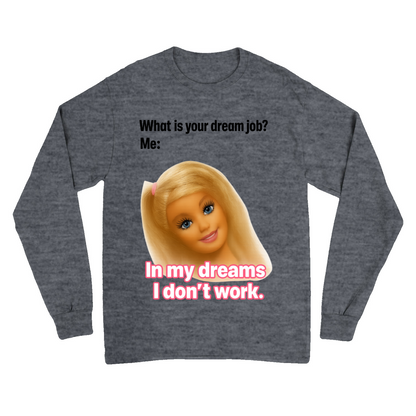 Traumjob Sweatshirt – Satirisches Anti-Work Sweater mit Puppen-Illustration
