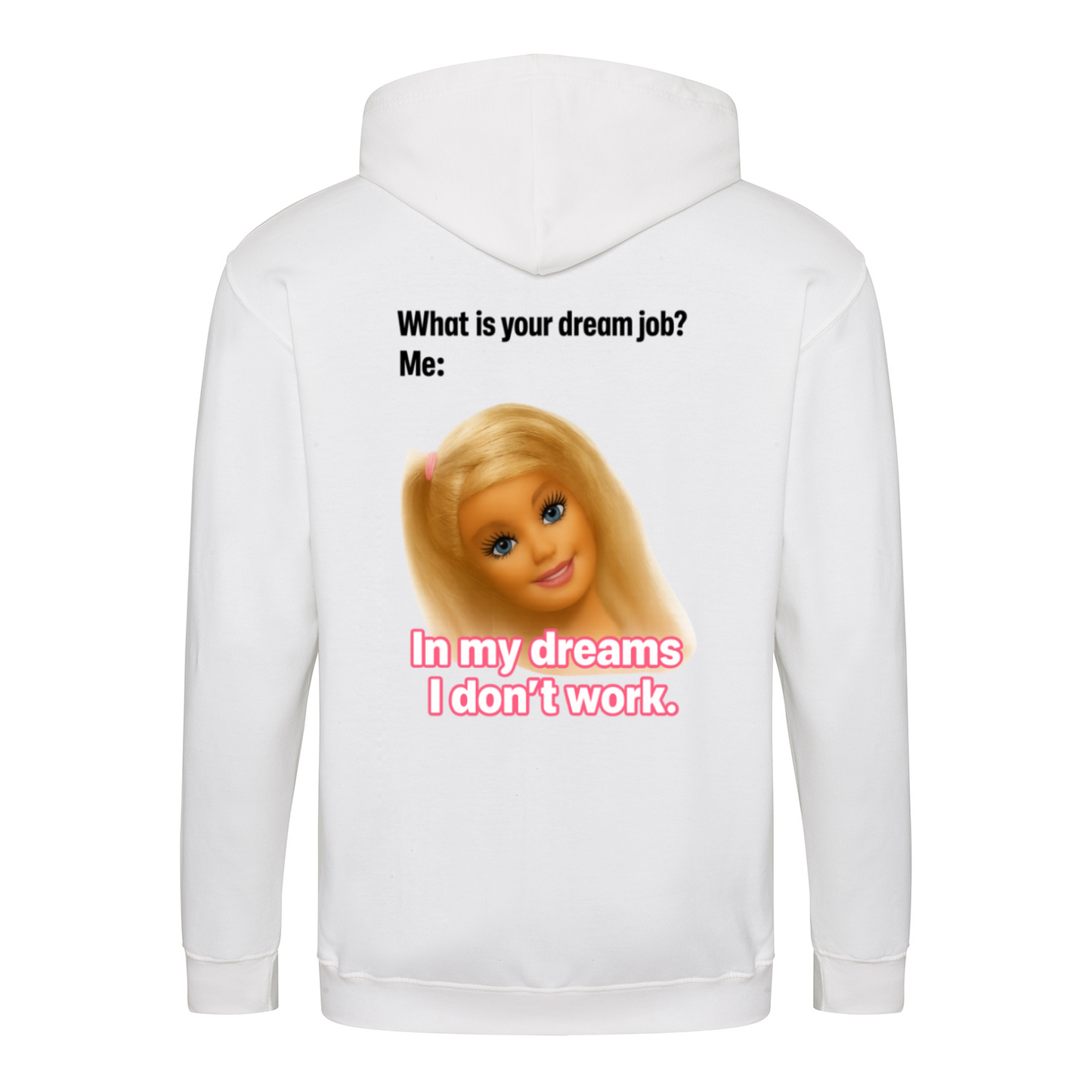 Traumjob Zip Hoodie – Satirischer Anti-Work Zip-Hoodie mit Puppen-Illustration