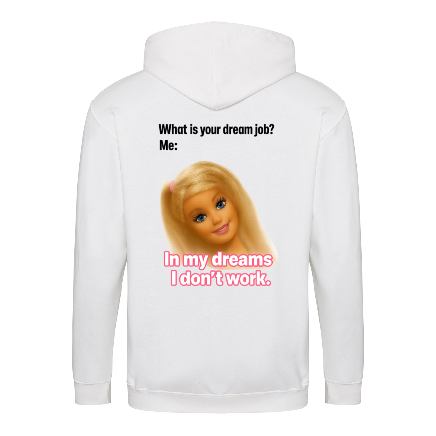 Traumjob Zip Hoodie – Satirischer Anti-Work Zip-Hoodie mit Puppen-Illustration