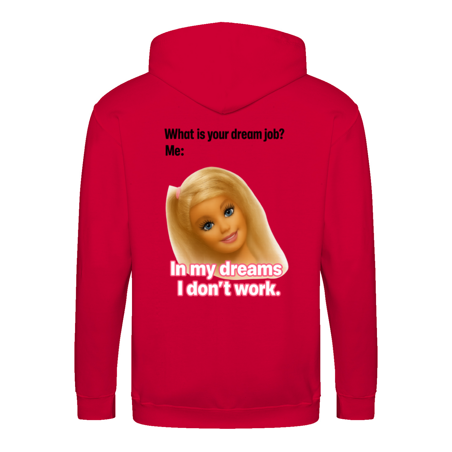 Traumjob Zip Hoodie – Satirischer Anti-Work Zip-Hoodie mit Puppen-Illustration