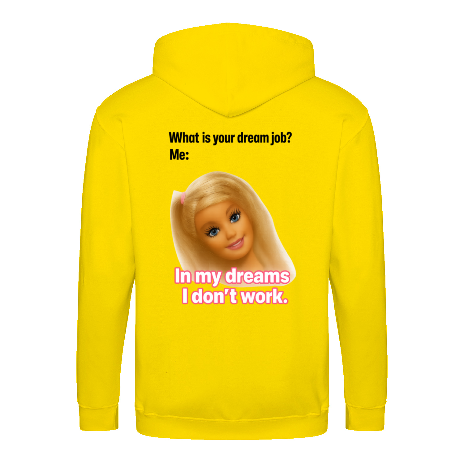 Traumjob Zip Hoodie – Satirischer Anti-Work Zip-Hoodie mit Puppen-Illustration