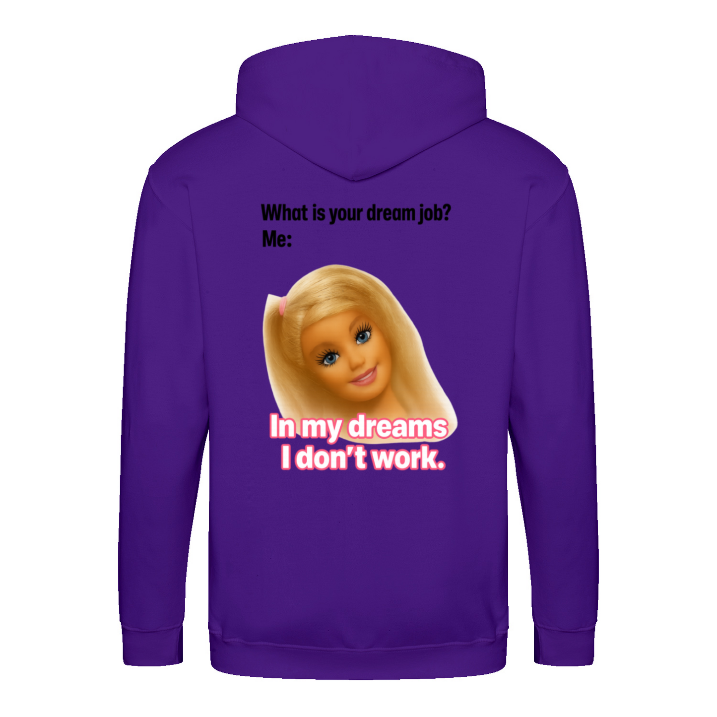 Traumjob Zip Hoodie – Satirischer Anti-Work Zip-Hoodie mit Puppen-Illustration