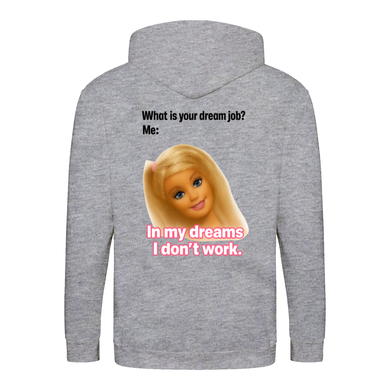 Traumjob Zip Hoodie – Satirischer Anti-Work Zip-Hoodie mit Puppen-Illustration