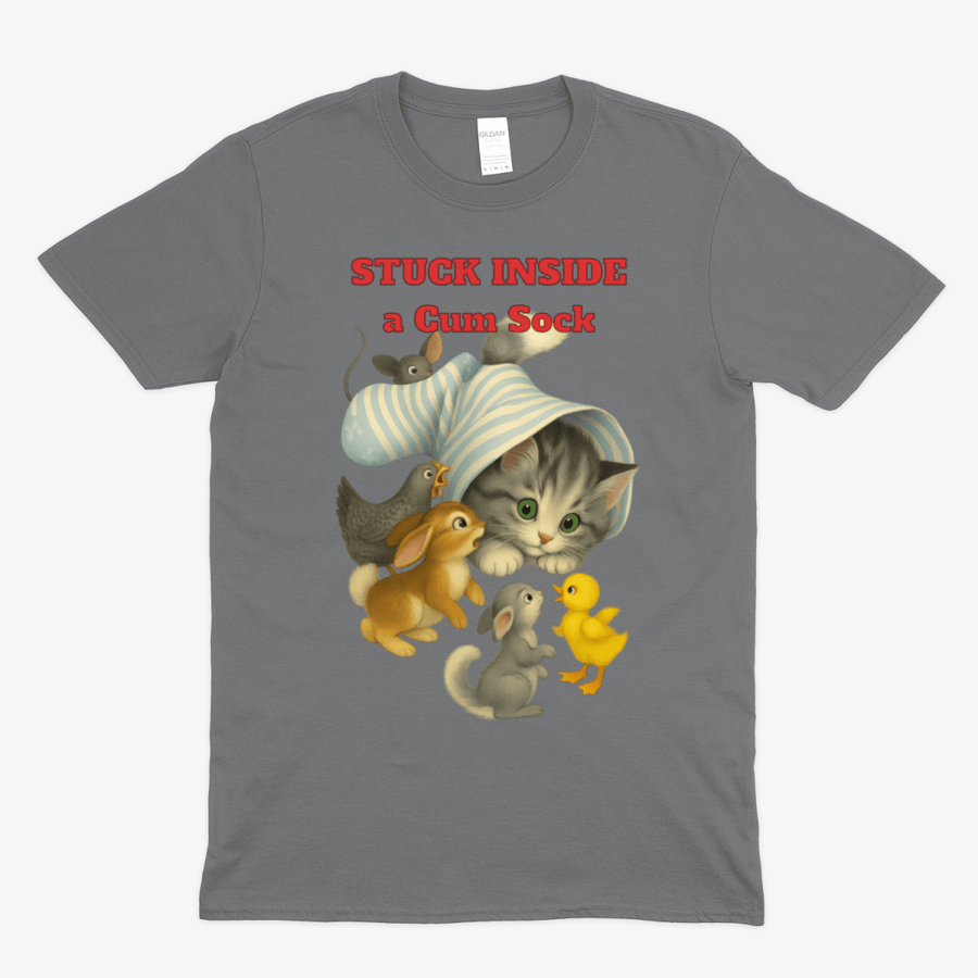 True Insights T-Shirt Stuck Inside a Sock skurriles Katzen-Design in Anthrazit