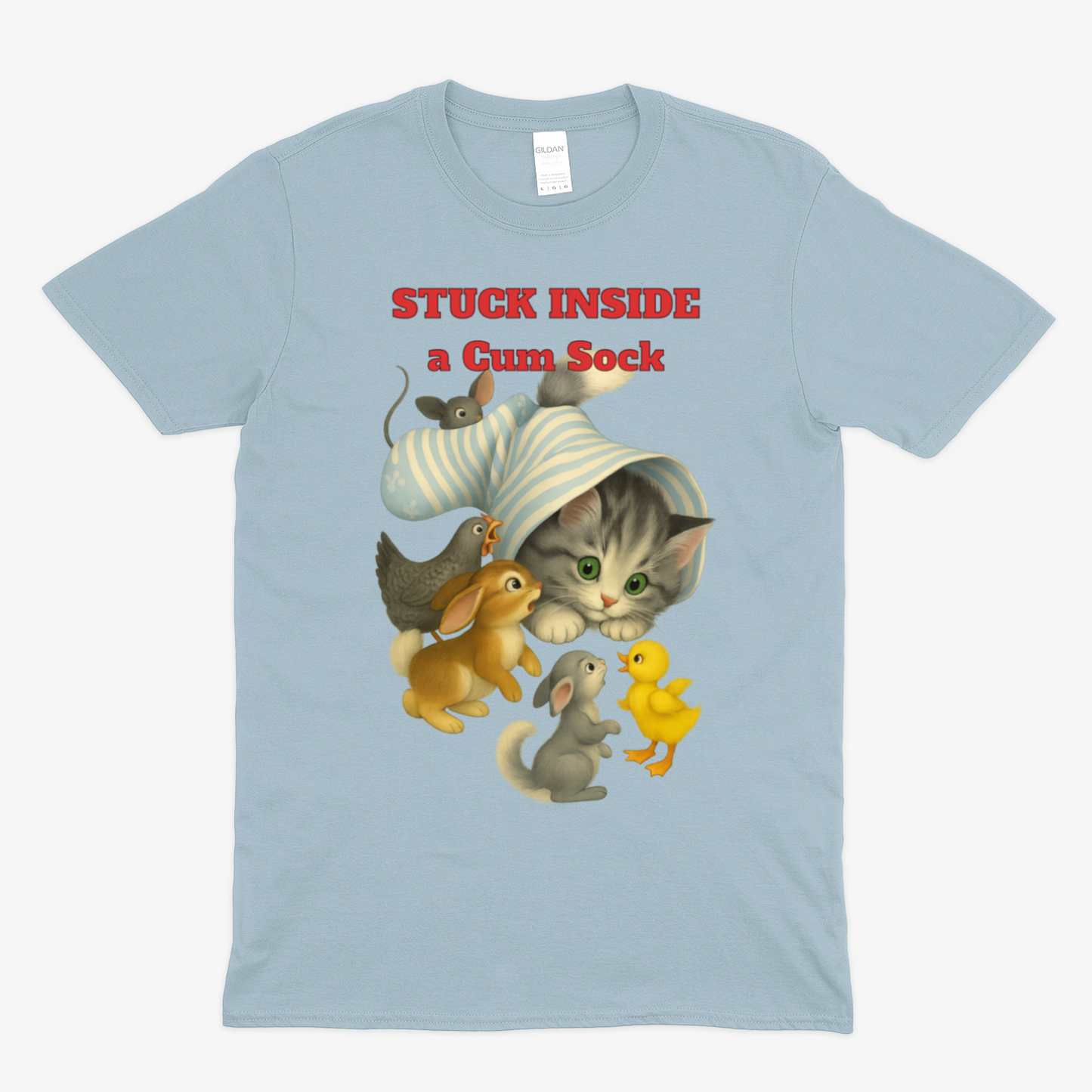 „Stuck Inside a Sock“ T-Shirt – Surrealer Retro-Katzen-Humor mit Animal Wholesome Twist