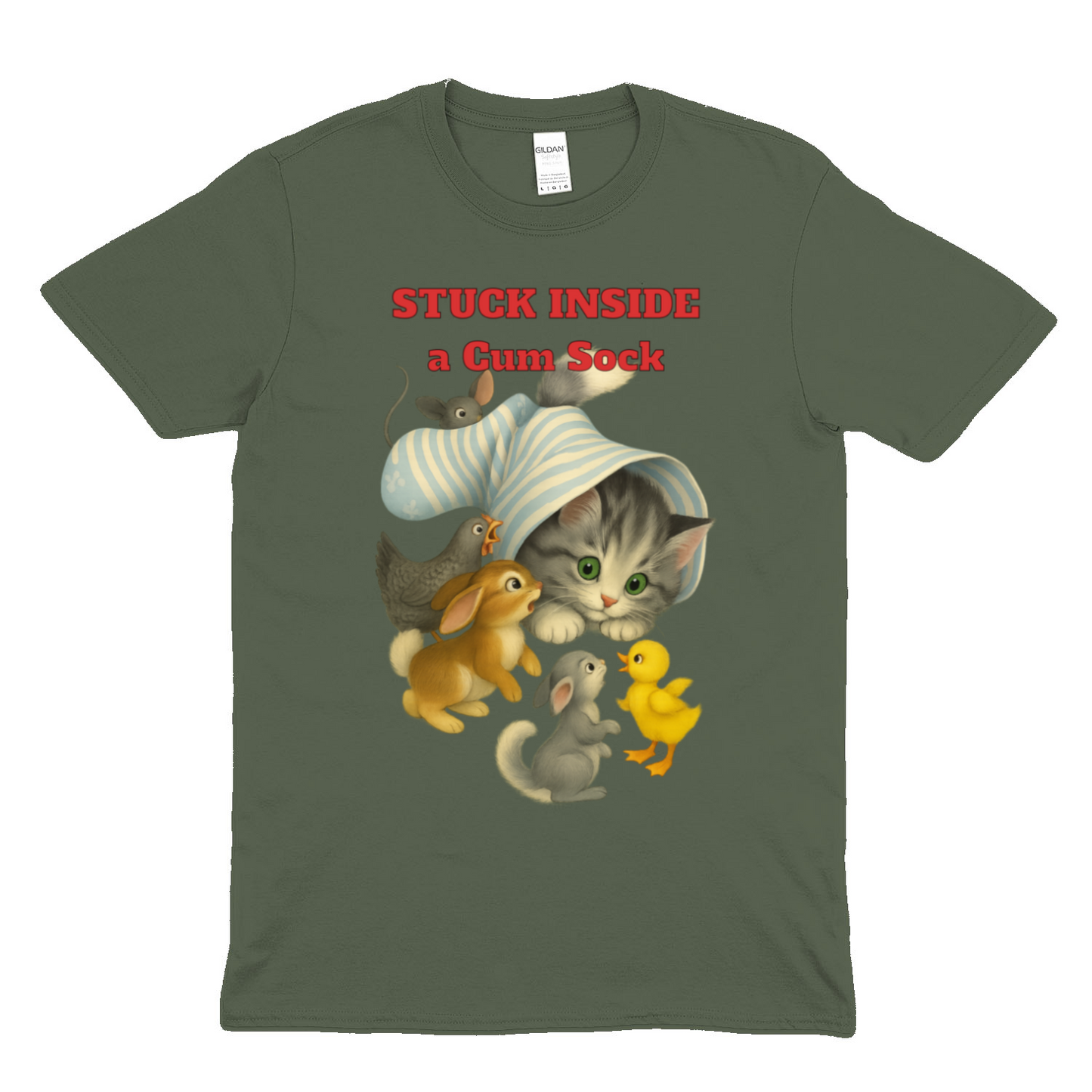 „Stuck Inside a Sock“ T-Shirt – Surrealer Retro-Katzen-Humor mit Animal Wholesome Twist