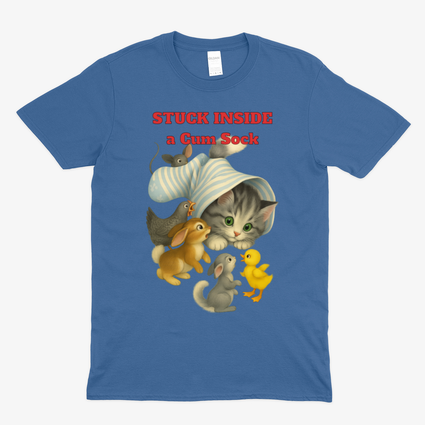 „Stuck Inside a Sock“ T-Shirt – Surrealer Retro-Katzen-Humor mit Animal Wholesome Twist