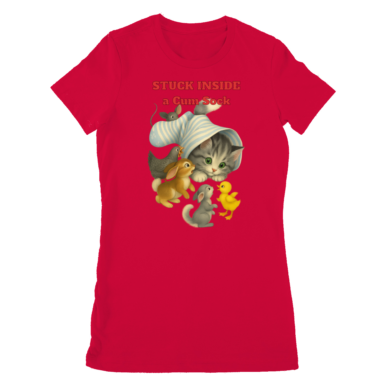 „Stuck Inside a Sock“ Damen T-Shirt – Surrealer Retro-Katzen-Humor mit Animal Wholesome Twist