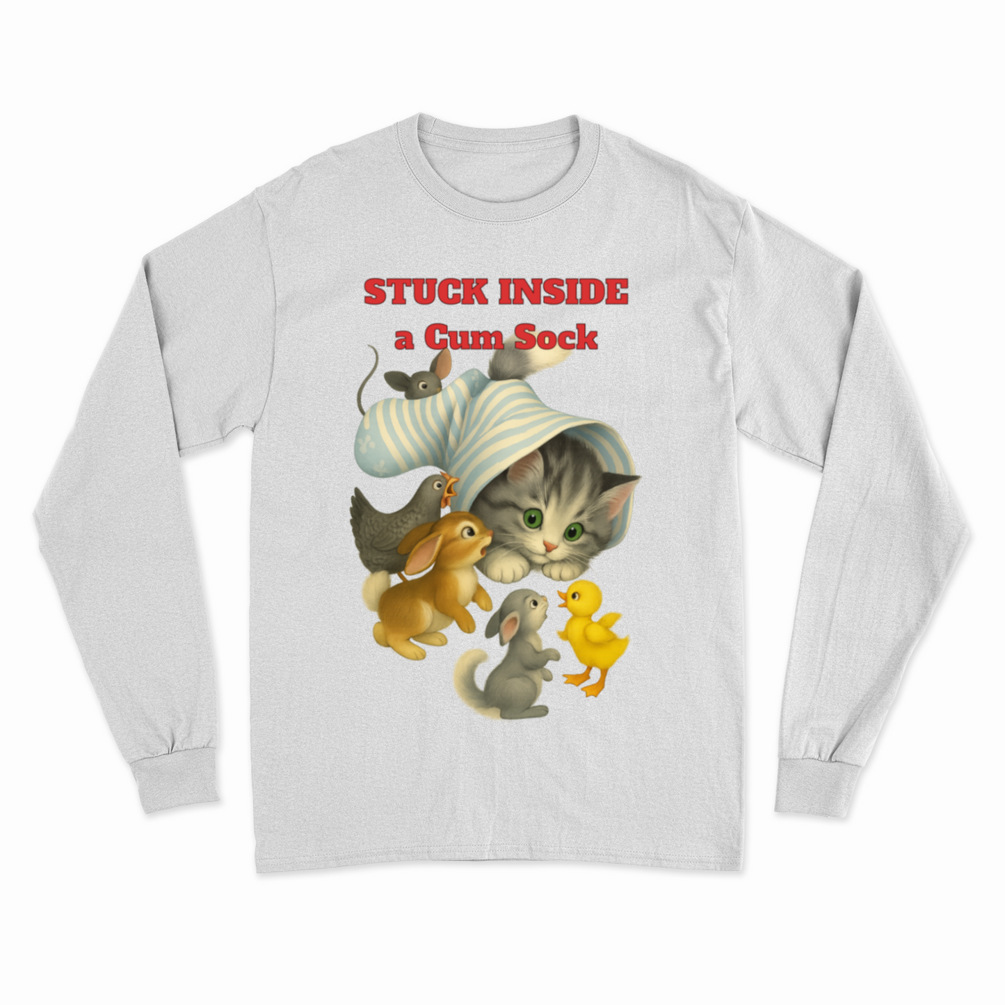 Stuck Inside a Gum Sock Sweatshirt – Satirisches Retro-Design mit Katze & Chaos-Charme