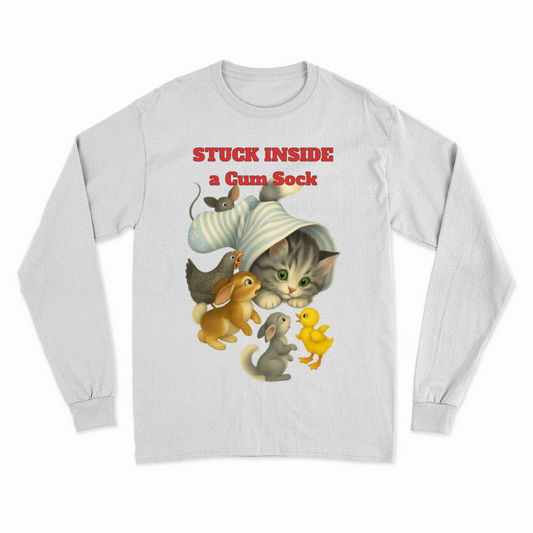 Stuck Inside a Gum Sock Sweatshirt – Satirisches Retro-Design mit Katze & Chaos-Charme