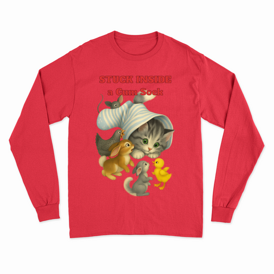 Stuck Inside a Gum Sock Sweatshirt – Satirisches Retro-Design mit Katze & Chaos-Charme