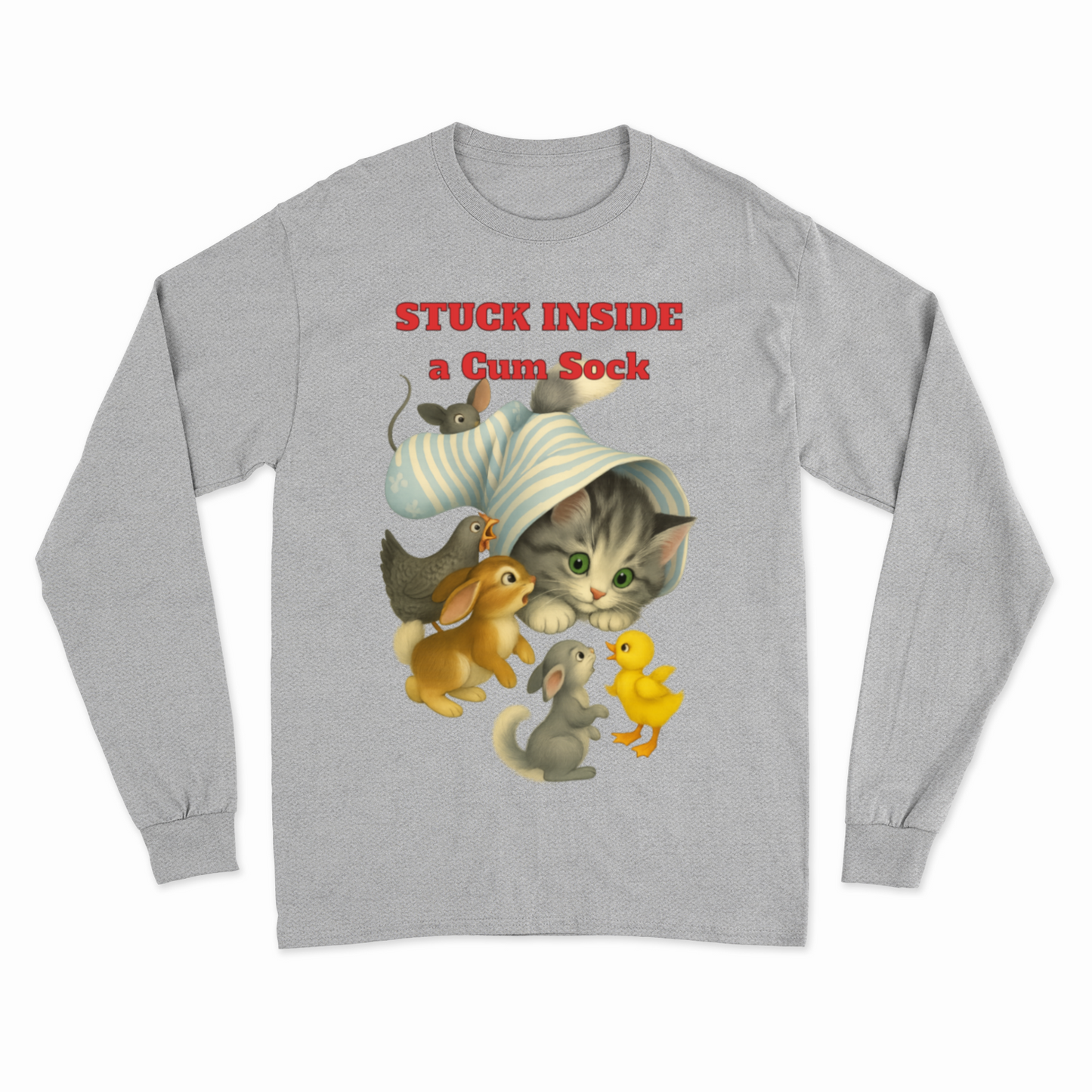 Stuck Inside a Gum Sock Sweatshirt – Satirisches Retro-Design mit Katze & Chaos-Charme