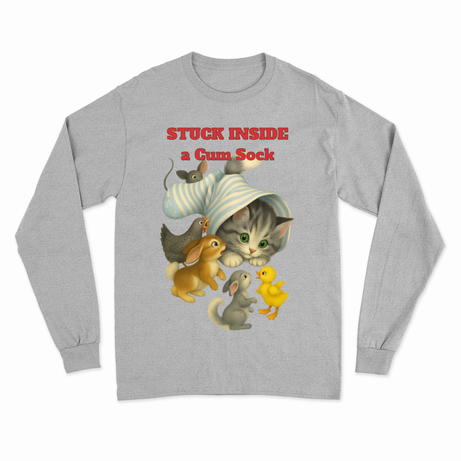 Stuck Inside a Gum Sock Sweatshirt – Satirisches Retro-Design mit Katze & Chaos-Charme