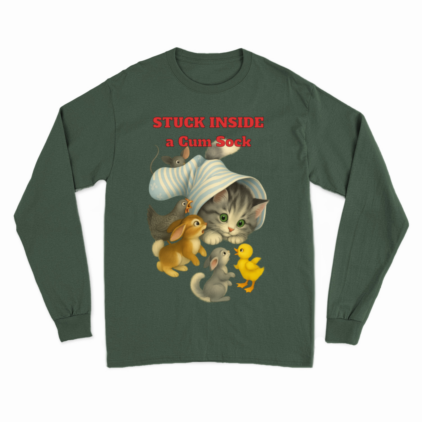 Stuck Inside a Gum Sock Sweatshirt – Satirisches Retro-Design mit Katze & Chaos-Charme