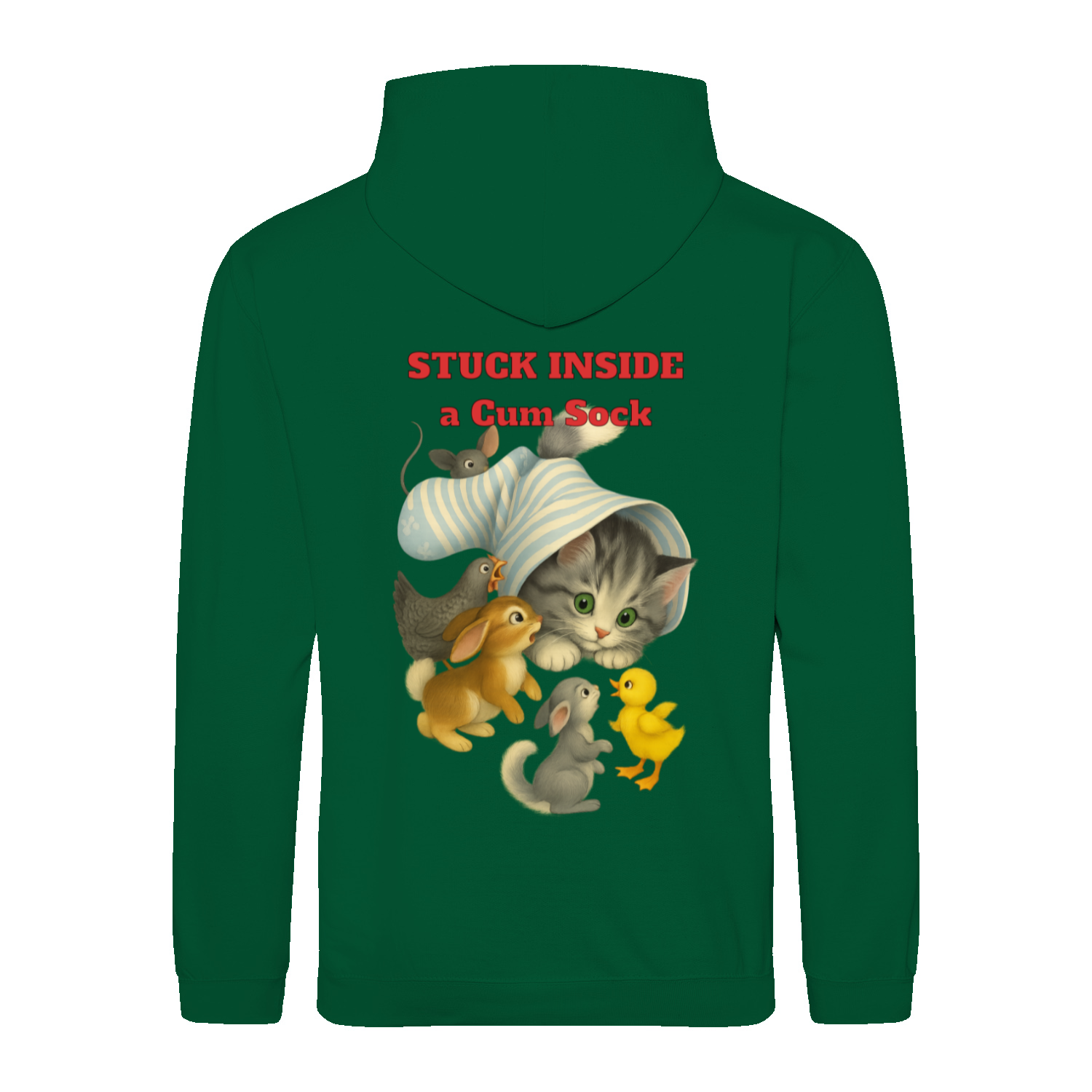 Stuck Inside a Gum Sock Hoodie – Retro-Satire mit Katze & absurdem Humor