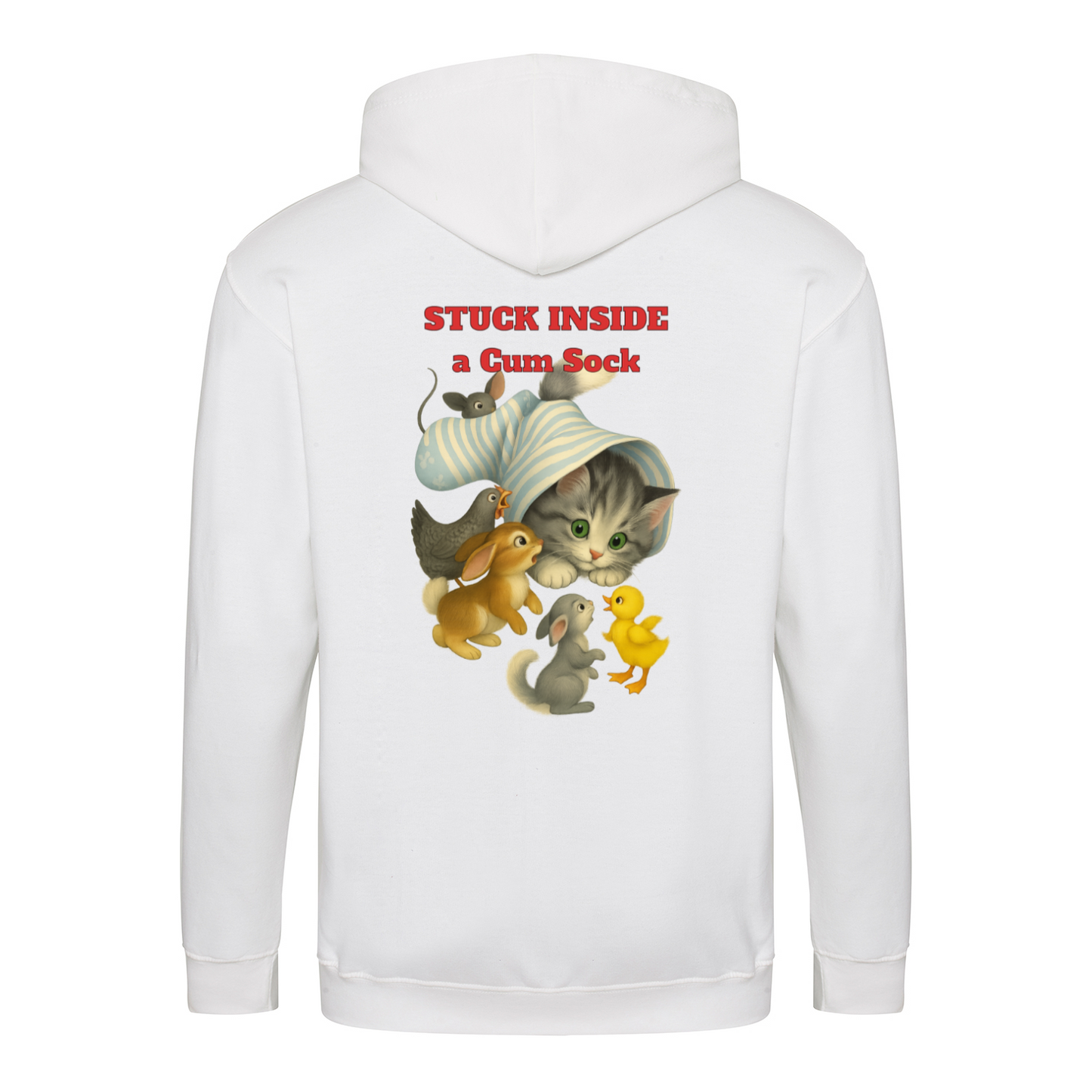 Stuck Inside a Gum Sock Zip Hoodie – Satirisches Retro-Design mit Katze und Kultfaktor