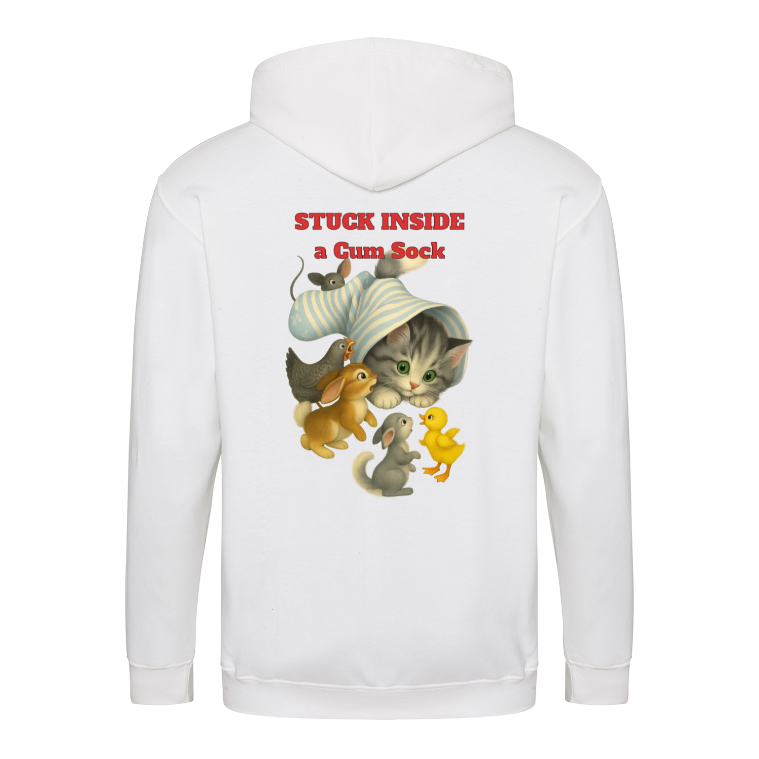 Stuck Inside a Gum Sock Zip Hoodie – Satirisches Retro-Design mit Katze und Kultfaktor