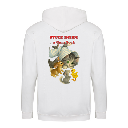 Stuck Inside a Gum Sock Zip Hoodie – Satirisches Retro-Design mit Katze und Kultfaktor