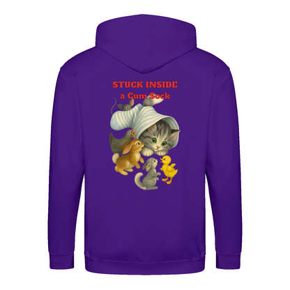 Stuck Inside a Gum Sock Zip Hoodie – Satirisches Retro-Design mit Katze und Kultfaktor