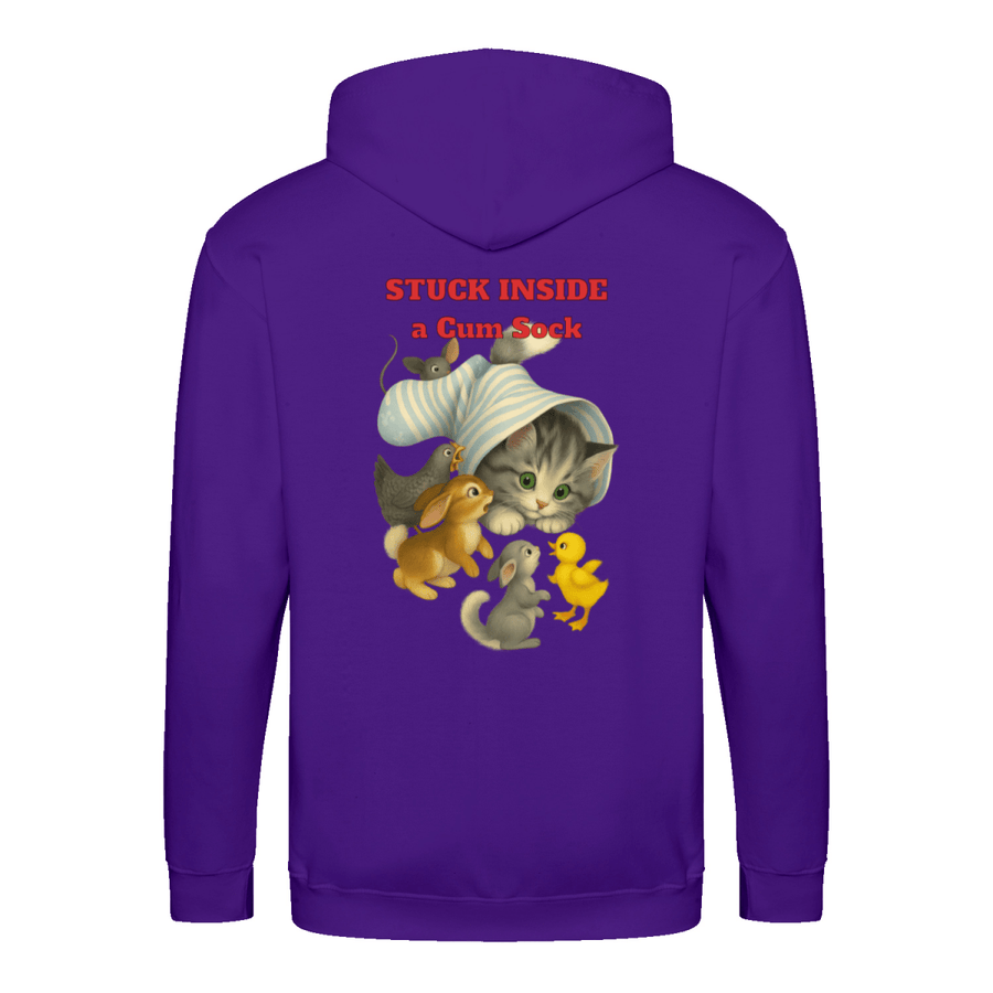 True Insights Zip Hoodie Stuck Inside a Gum Sock satirisches Katzen-Design in Lila
