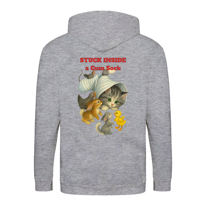 Stuck Inside a Gum Sock Zip Hoodie – Satirisches Retro-Design mit Katze und Kultfaktor