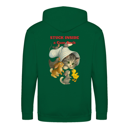 Stuck Inside a Gum Sock Zip Hoodie – Satirisches Retro-Design mit Katze und Kultfaktor