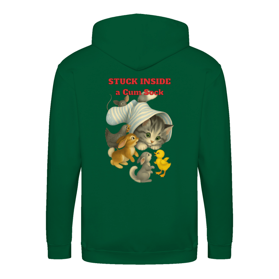True Insights Zip Hoodie Stuck Inside a Gum Sock satirisches Katzen-Design in Flaschengrün