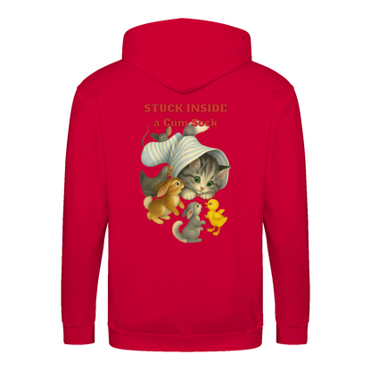 Stuck Inside a Gum Sock Zip Hoodie – Satirisches Retro-Design mit Katze und Kultfaktor