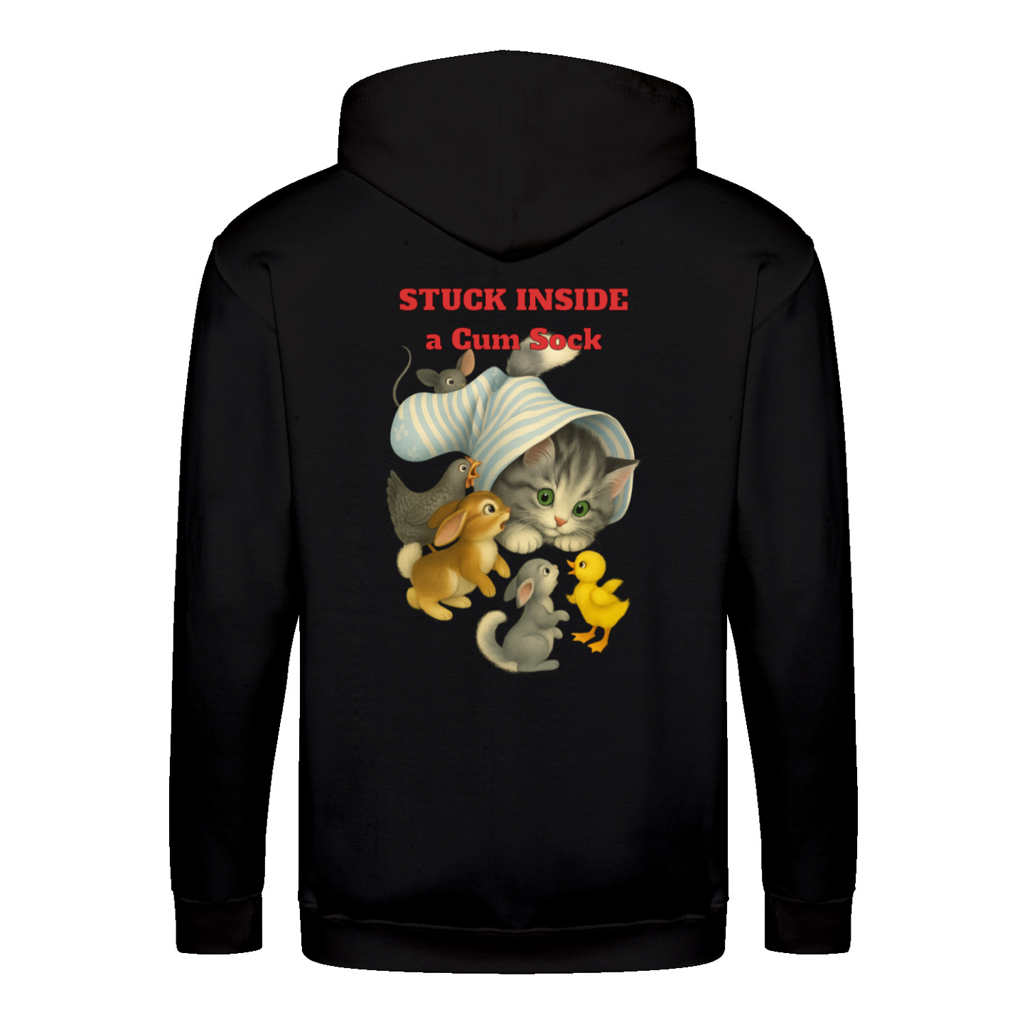 Stuck Inside a Gum Sock Zip Hoodie – Satirisches Retro-Design mit Katze und Kultfaktor