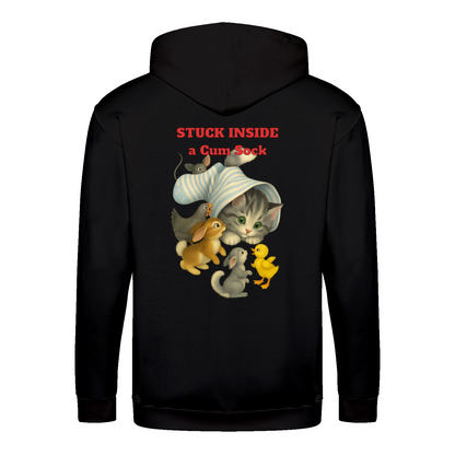 Stuck Inside a Gum Sock Zip Hoodie – Satirisches Retro-Design mit Katze und Kultfaktor