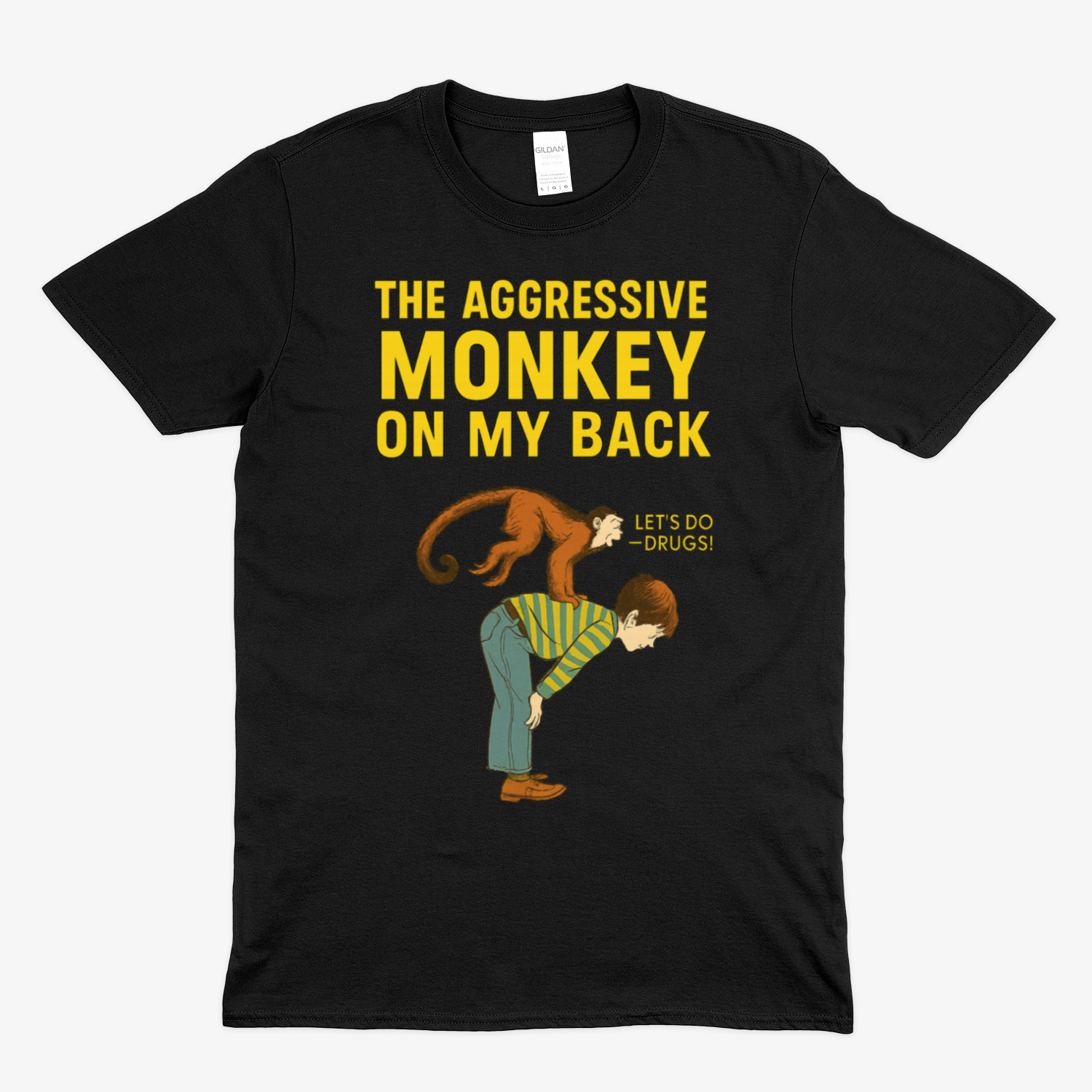 🐒 The Aggressive Monkey on My Back – Satire T-Shirt  im Retro-Stil