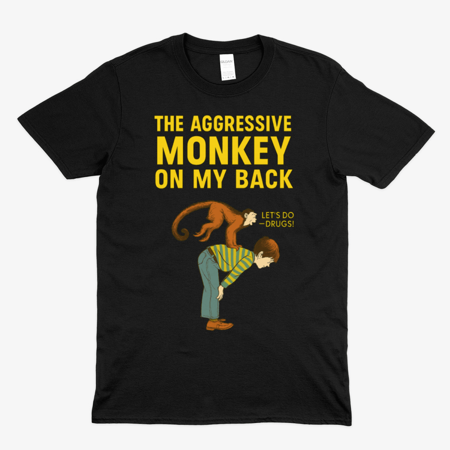 True Insights Satire T-Shirt Aggressive Monkey Vintage-Look in Black mit humorvollem Affen-Print