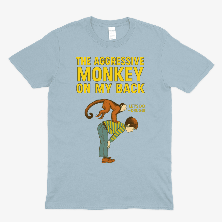 True Insights Satire T-Shirt Aggressive Monkey Retro-Stil in Light Blue mit witzigem Affen-Print