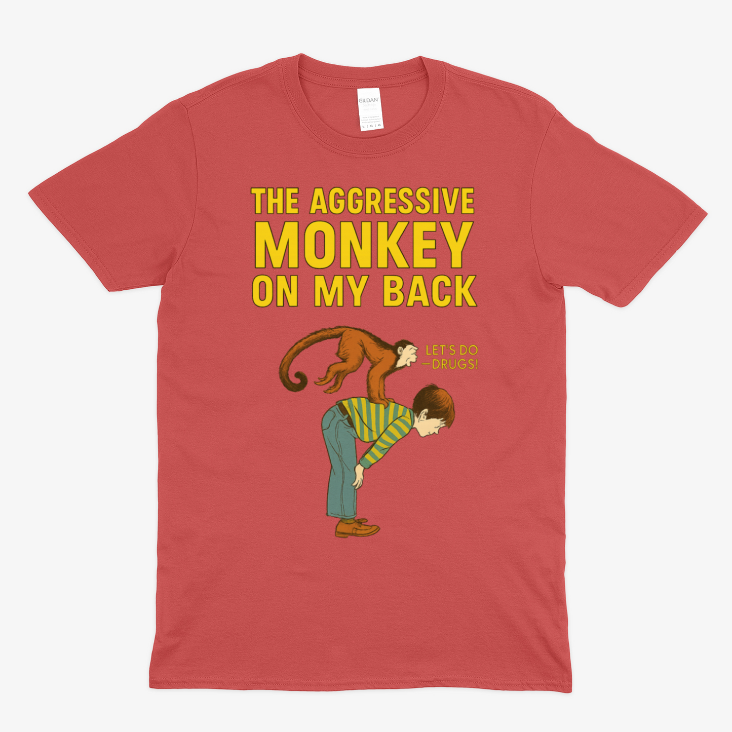 🐒 The Aggressive Monkey on My Back – Satire T-Shirt  im Retro-Stil